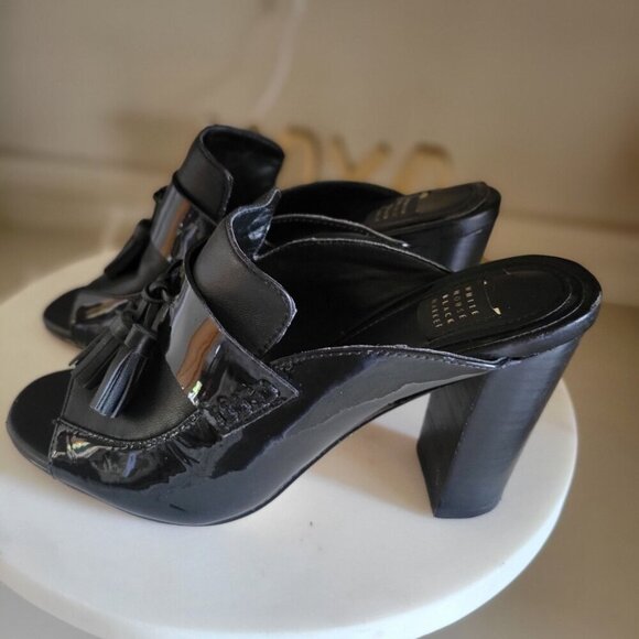 White House Black Market ARIAH Patent Leather Tassel Mule Size 6.5M - Picture 4 of 11
